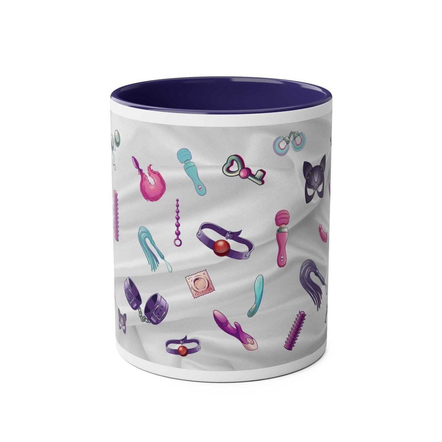 Fun Sex Toy Coffee Mug with playful design, glossy finish, sublimation print, and 11oz ceramic build.