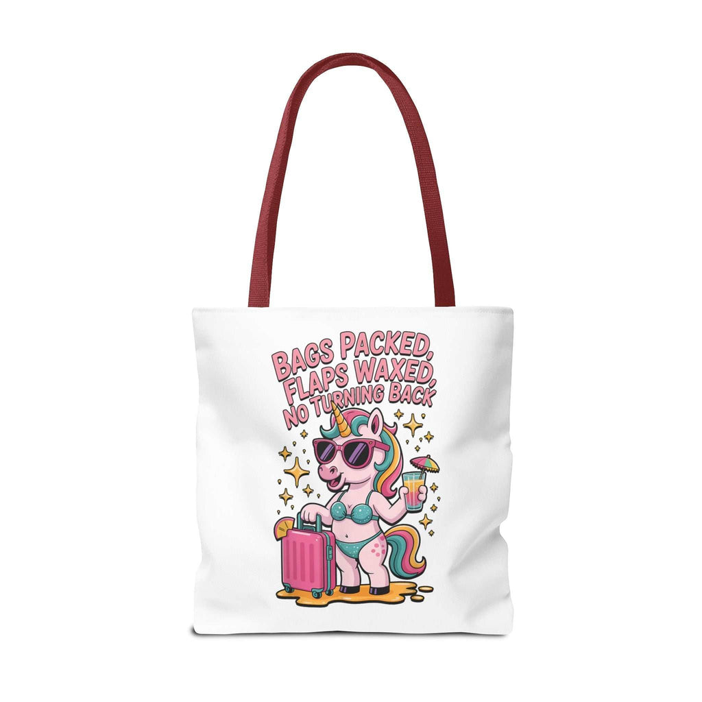 Fun unicorn travel tote bag with cheeky design and durable spun polyester fabric