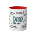 Fathers Day Gift Mug with fun design and red interior, perfect for dads.