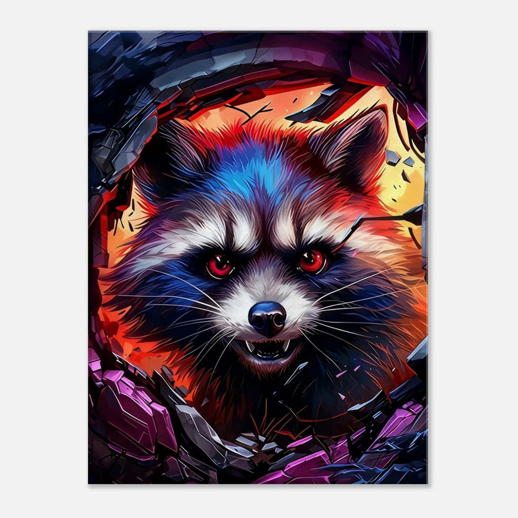 Rocket Raccoon wall canvas with vibrant artwork of the cosmic hero, available in various sizes and profiles.