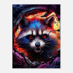 Rocket Raccoon wall canvas with vibrant artwork of the cosmic hero, available in various sizes and profiles.