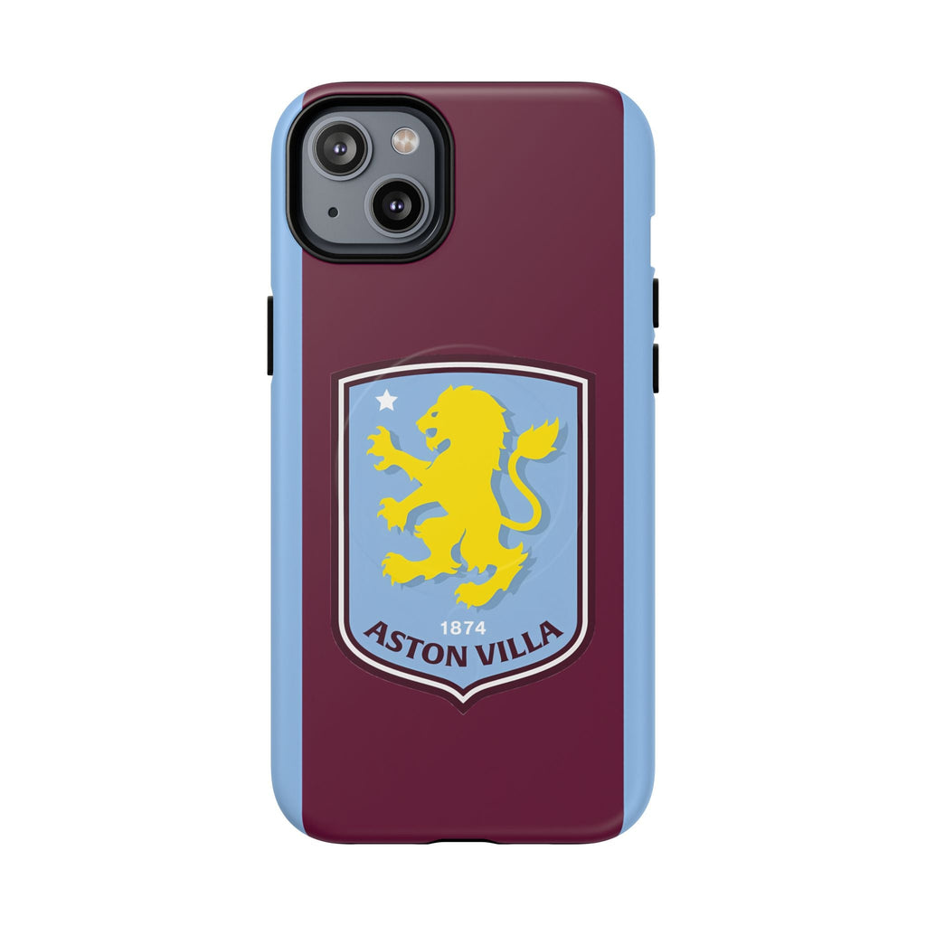 Aston Villa Magsafe iPhone Case with claret and blue colors and club crest, dual layer protection, and MagSafe compatibility