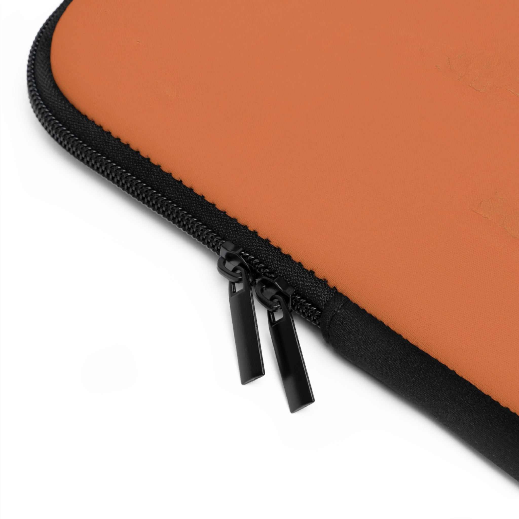 Bold orange neoprene laptop sleeve with dual zipper and soft foam lining for protection and waterproof, lightweight design.