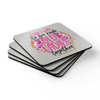 Old Ladies Coaster Set with floral design and fun text, 4-piece, high-gloss MDF, cork back, non-slip.