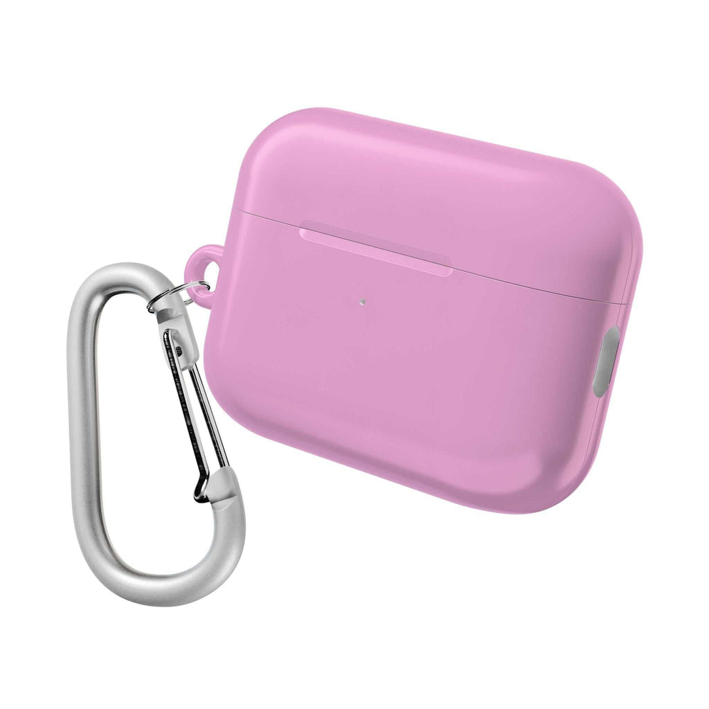 Dusky pink protective hard shell AirPods case with carabiner clip for scratch and bump protection