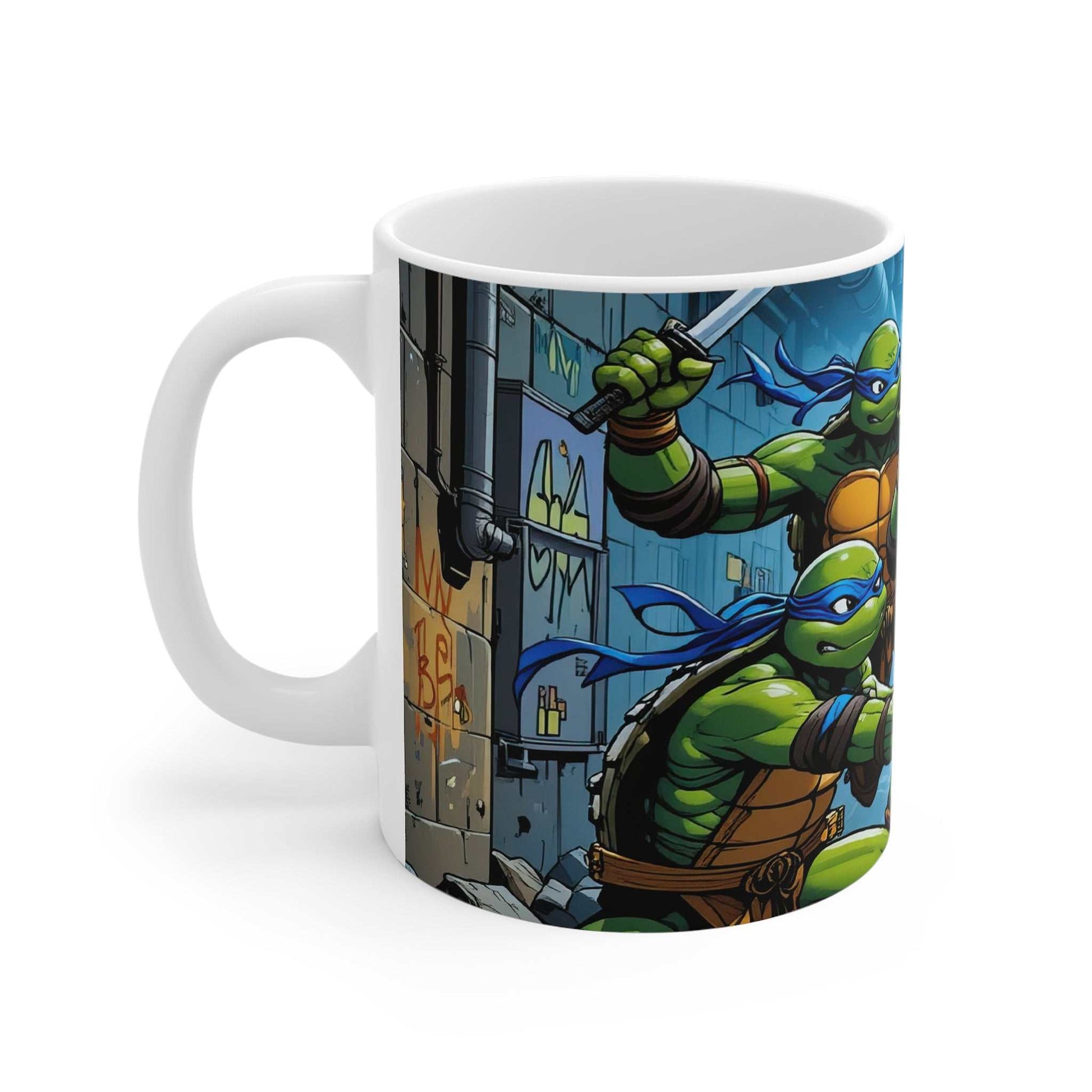 Teenage Mutant Ninja Turtles mug with colorful sublimation print and glossy finish.