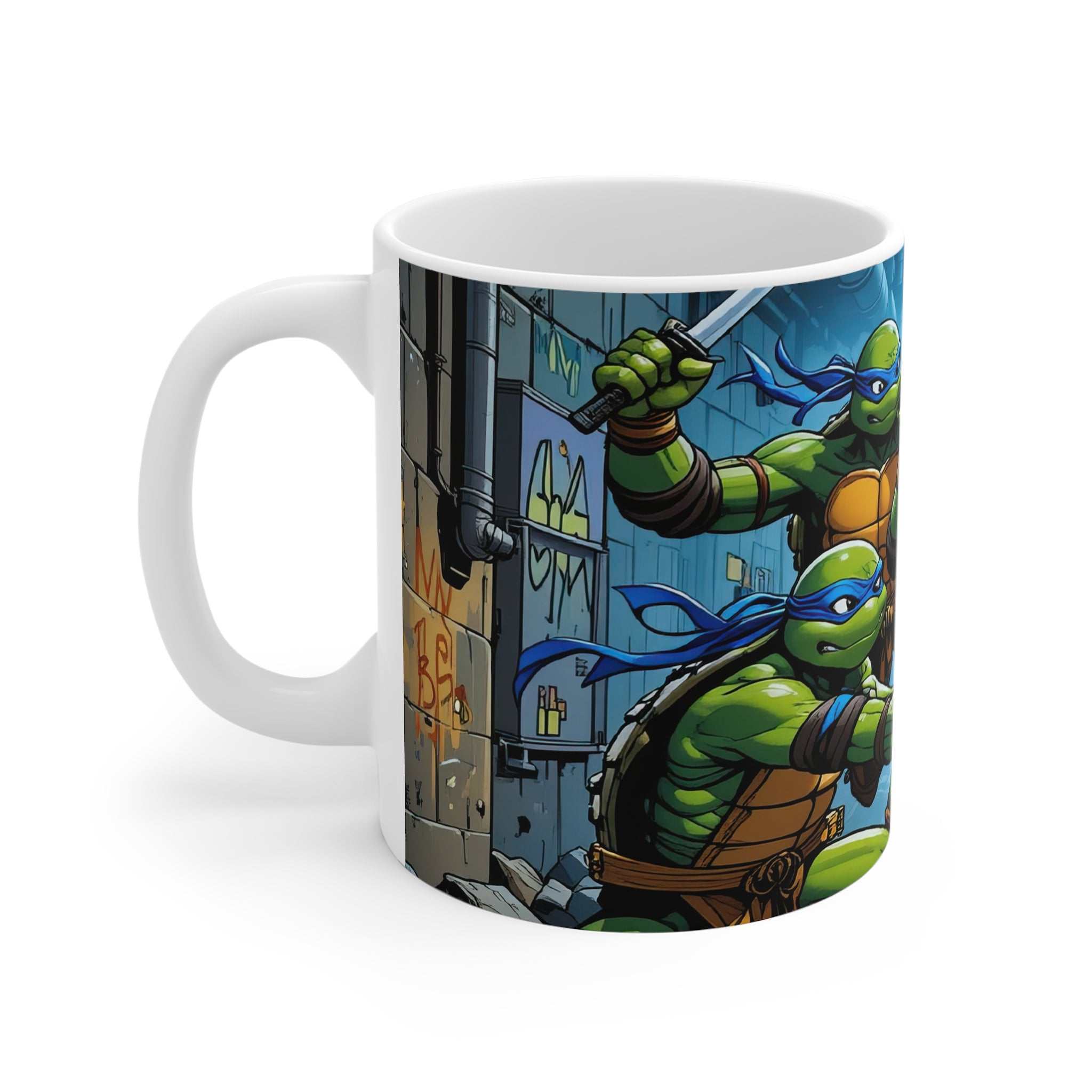 Teenage Mutant Ninja Turtles mug with colorful sublimation print and glossy finish.