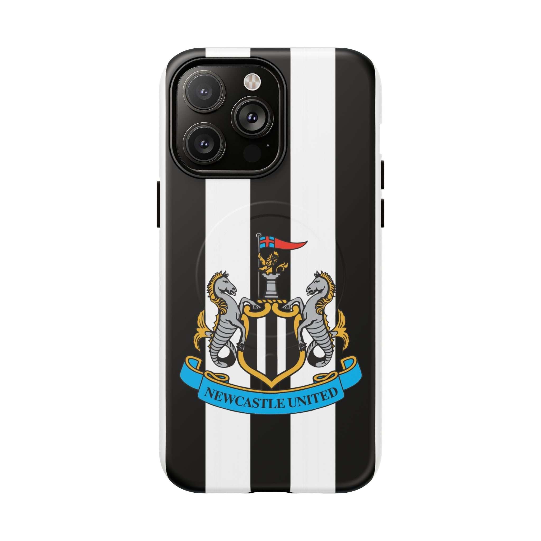 Newcastle United Magsafe iPhone case with black and white stripes and club crest