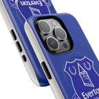 Everton Fc Magsafe iPhone case in royal blue with club crest and MagSafe compatibility