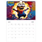 2026 Minions Superhero wall calendar with vibrant glossy pages and playful Minion superhero illustration for June.