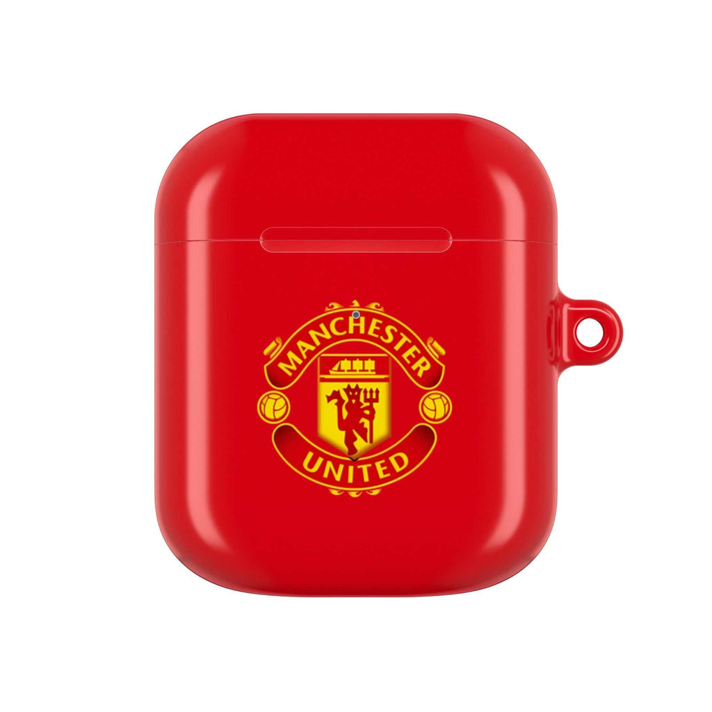 Red Manchester Utd FC AirPods protective hard case with club crest logo