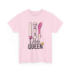 Dildo Queen T-Shirt with bold typography on soft 100% cotton fabric, perfect for confident and cheeky style.