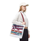 Menopause in Progress tote bag with cheeky design and durable polyester fabric