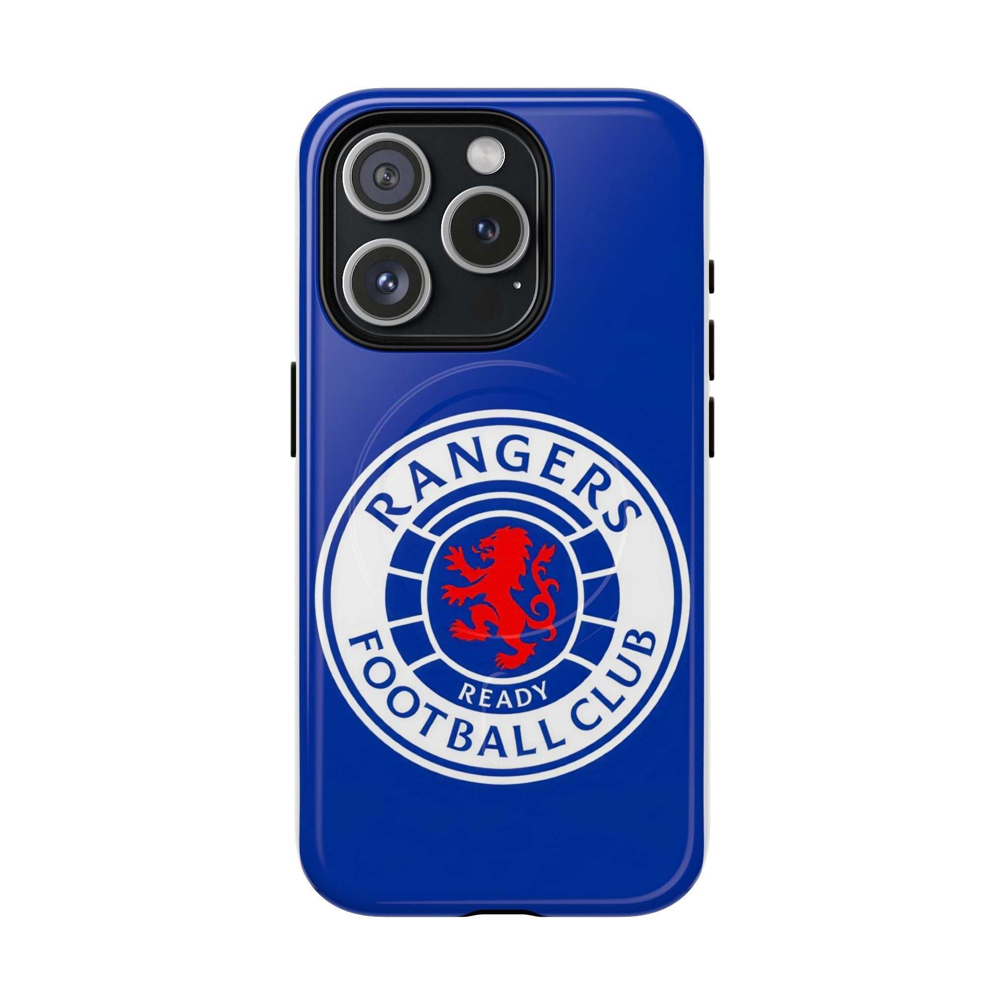 Rangers FC MagSafe iPhone Case in royal blue with official-inspired crest and dual layer protection