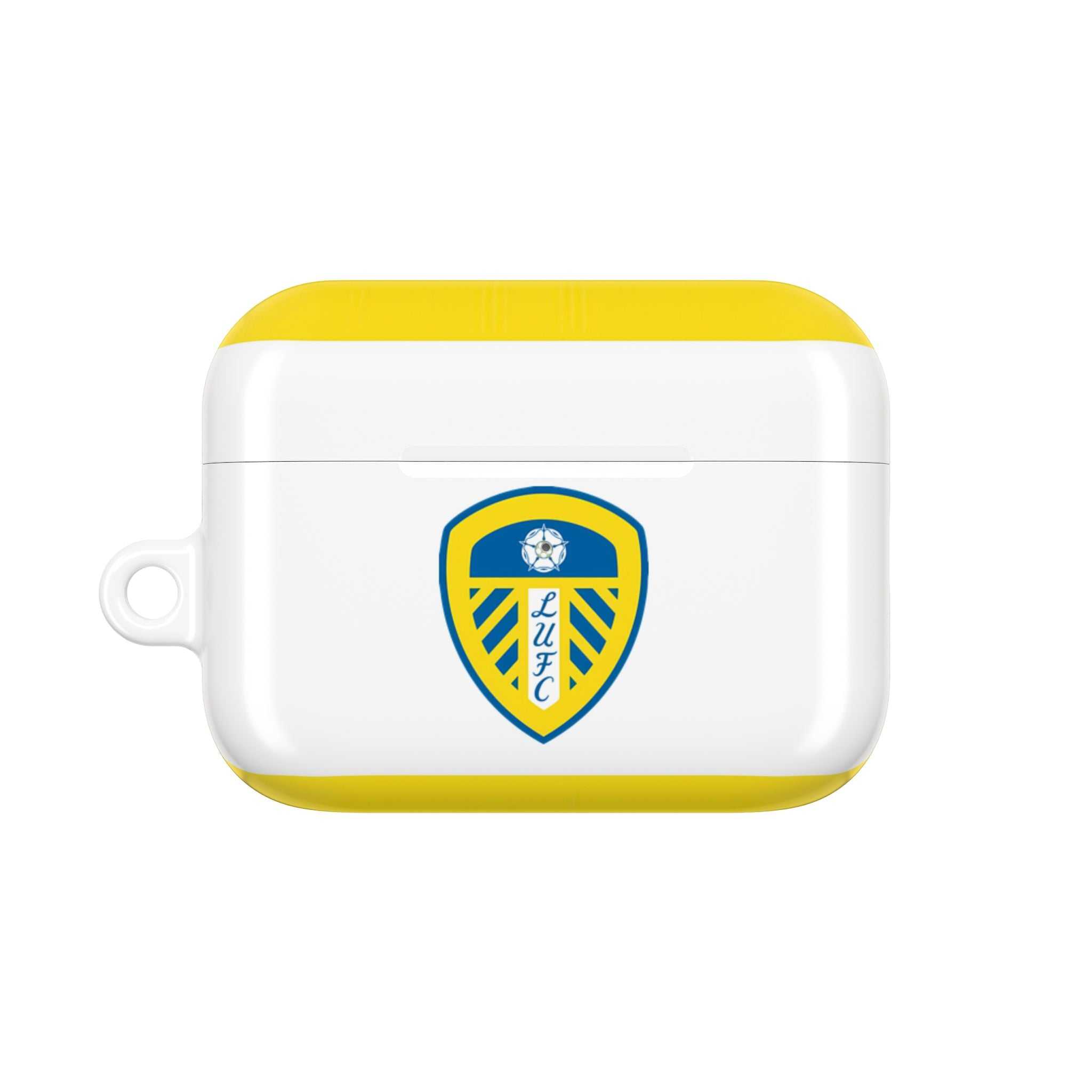 Leeds Utd FC AirPods protective case with club crest and yellow accents, durable and shock-resistant design