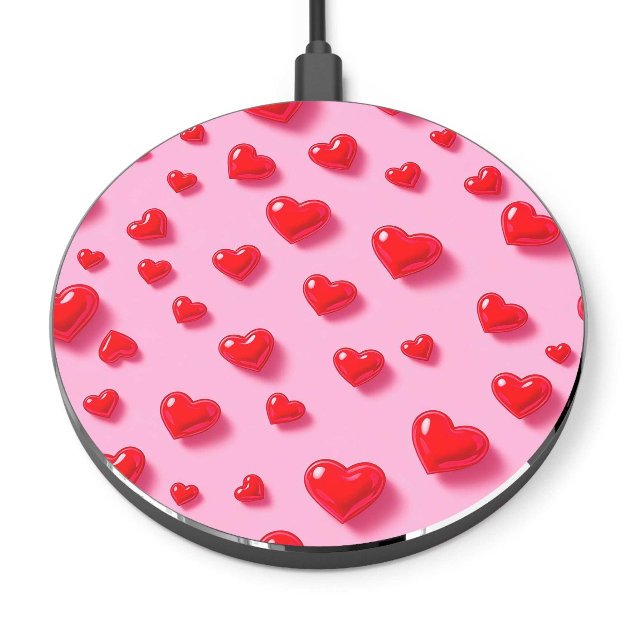 Pink Hearts Design Wireless Charger