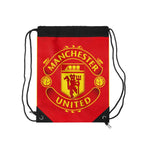 Manchester United drawstring bag in red and black with club crest and durable polyester material