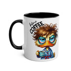 Fun Sarcastic Coffee Mug with humorous design featuring a grumpy cartoon character, perfect for coffee lovers seeking a playful start to their day.
