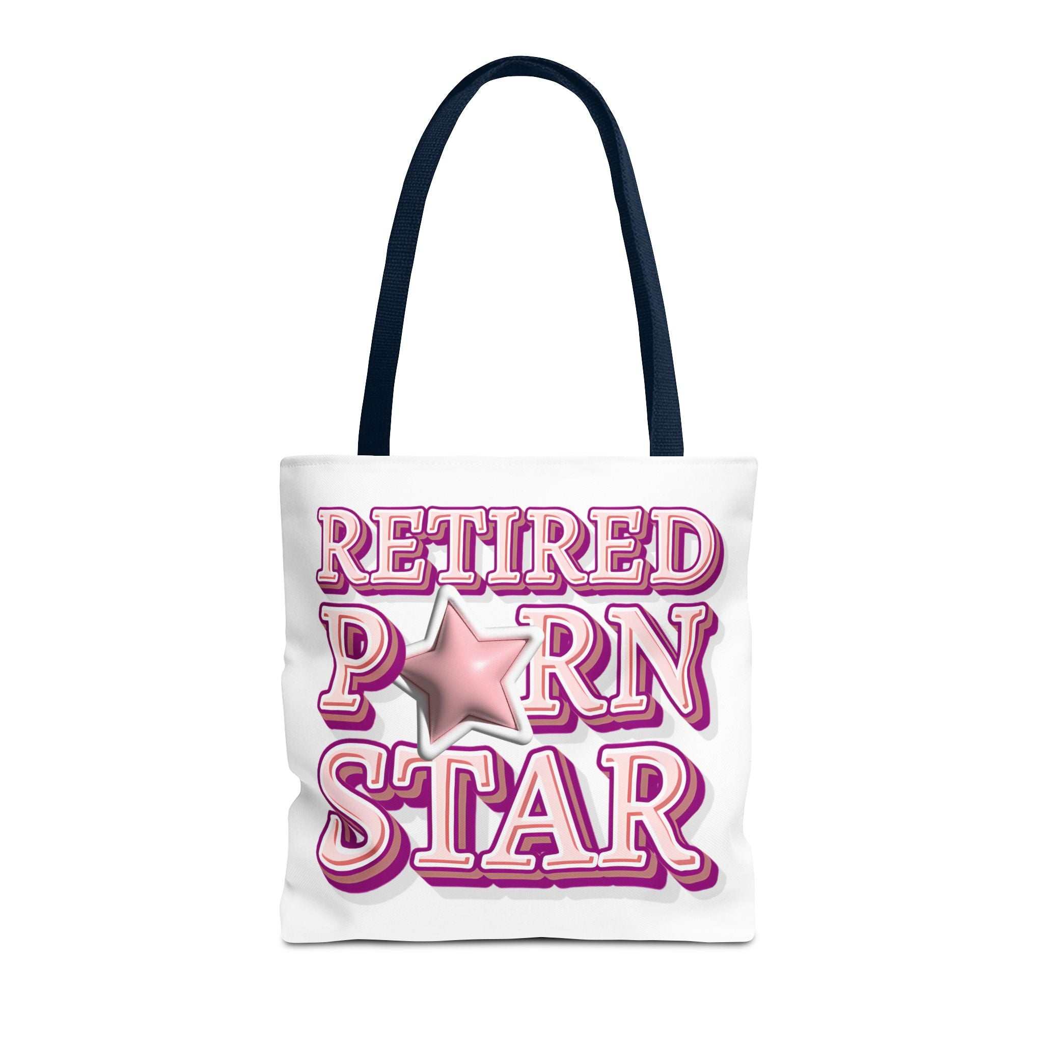 Cheeky Retired Porn Star Tote Bag with durable spun polyester and colorful handles