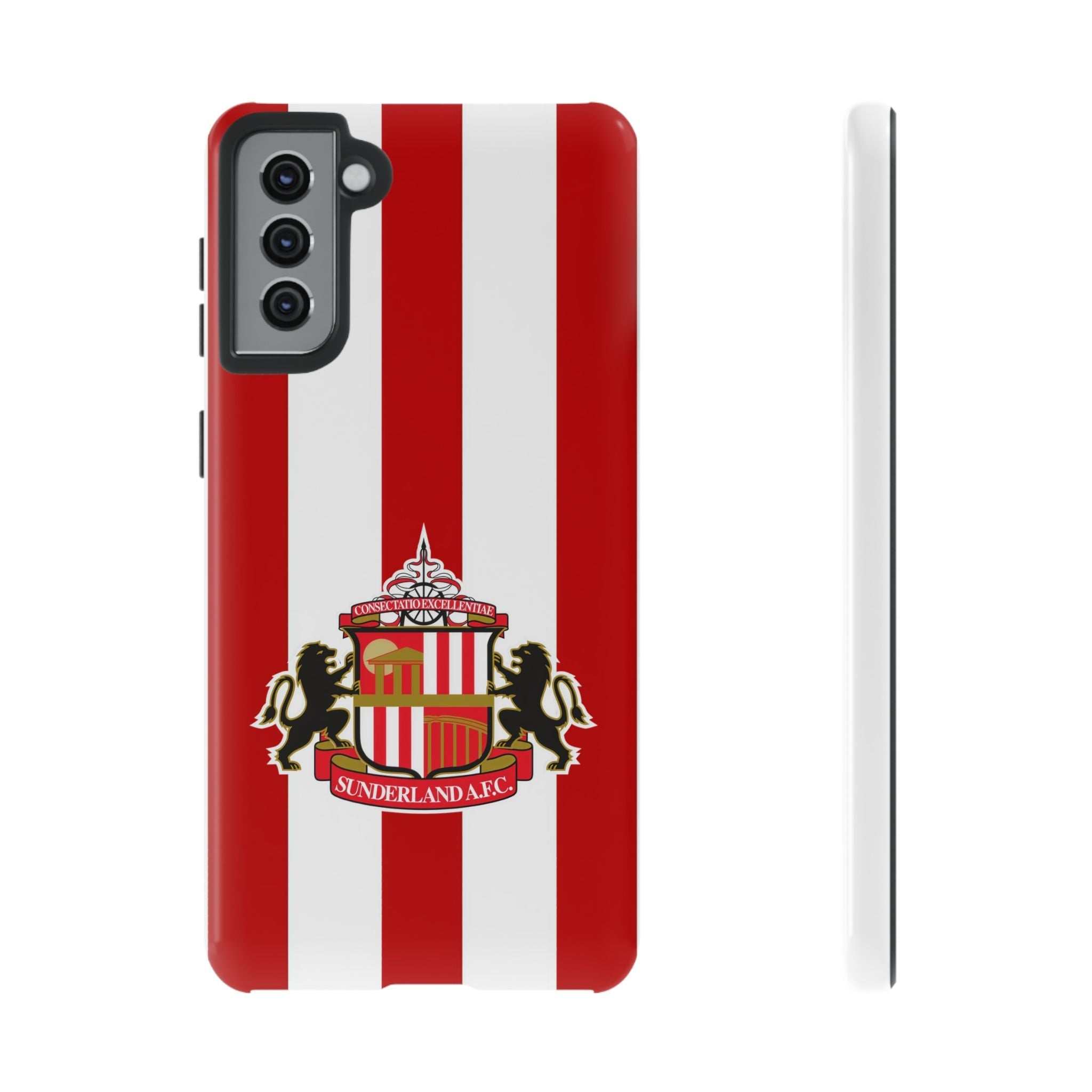 Sunderland FC magnetic Samsung phone case with red and white colors and shock-absorbing dual layer protection
