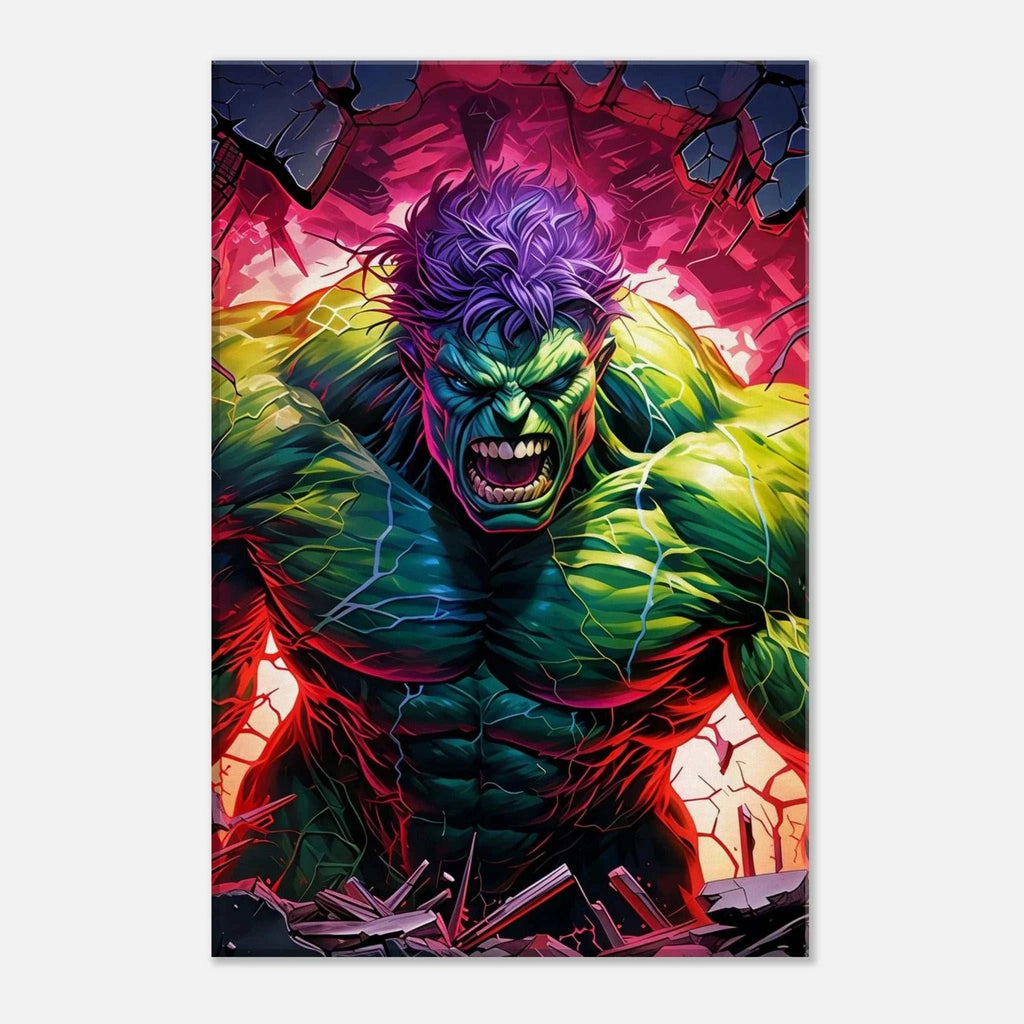 Incredible Hulk wall canvas featuring vibrant colors and iconic superhero strength.