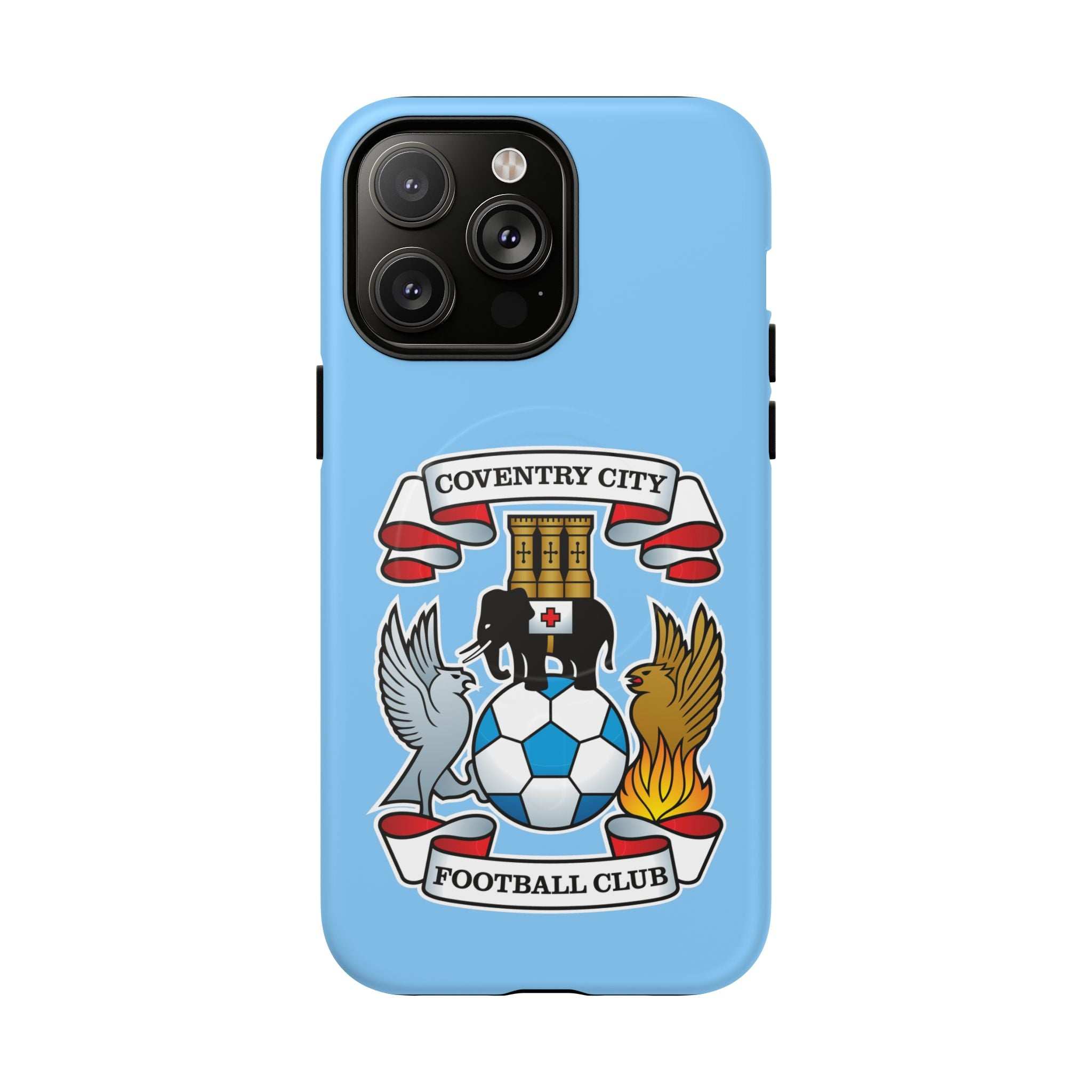 Coventry City MagSafe iPhone case with sky blue colors and club crest for protection and wireless charging.