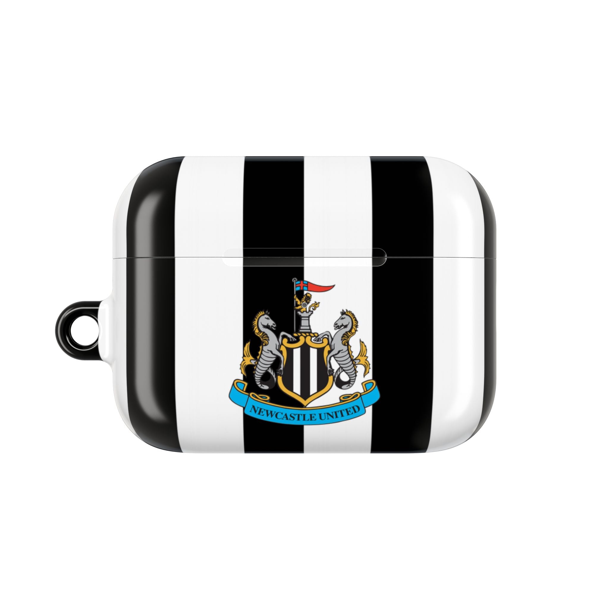 Newcastle Utd FC AirPods Pro protective case with club crest and black-white stripes