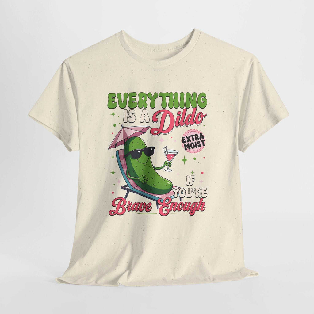 Everything is a Dildo T-Shirt with bold edgy humor, soft cotton fabric, and vibrant DTG print for parties and gag gifts