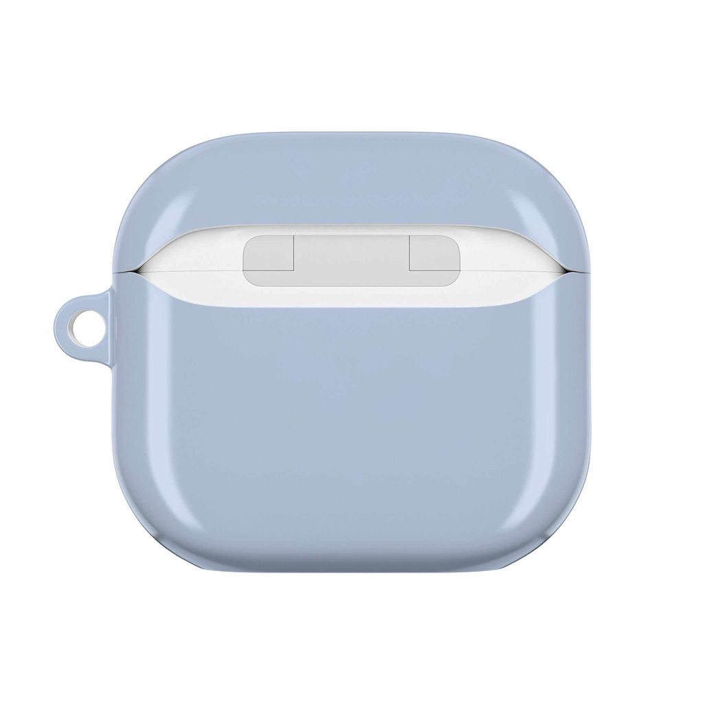 Misty Blue AirPods/Pro Protective Case hard shell with glossy finish and keyring loop