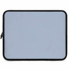 Misty Blue Laptop Sleeve made of durable neoprene with soft foam lining, dual zipper, lightweight and waterproof protection for laptops.