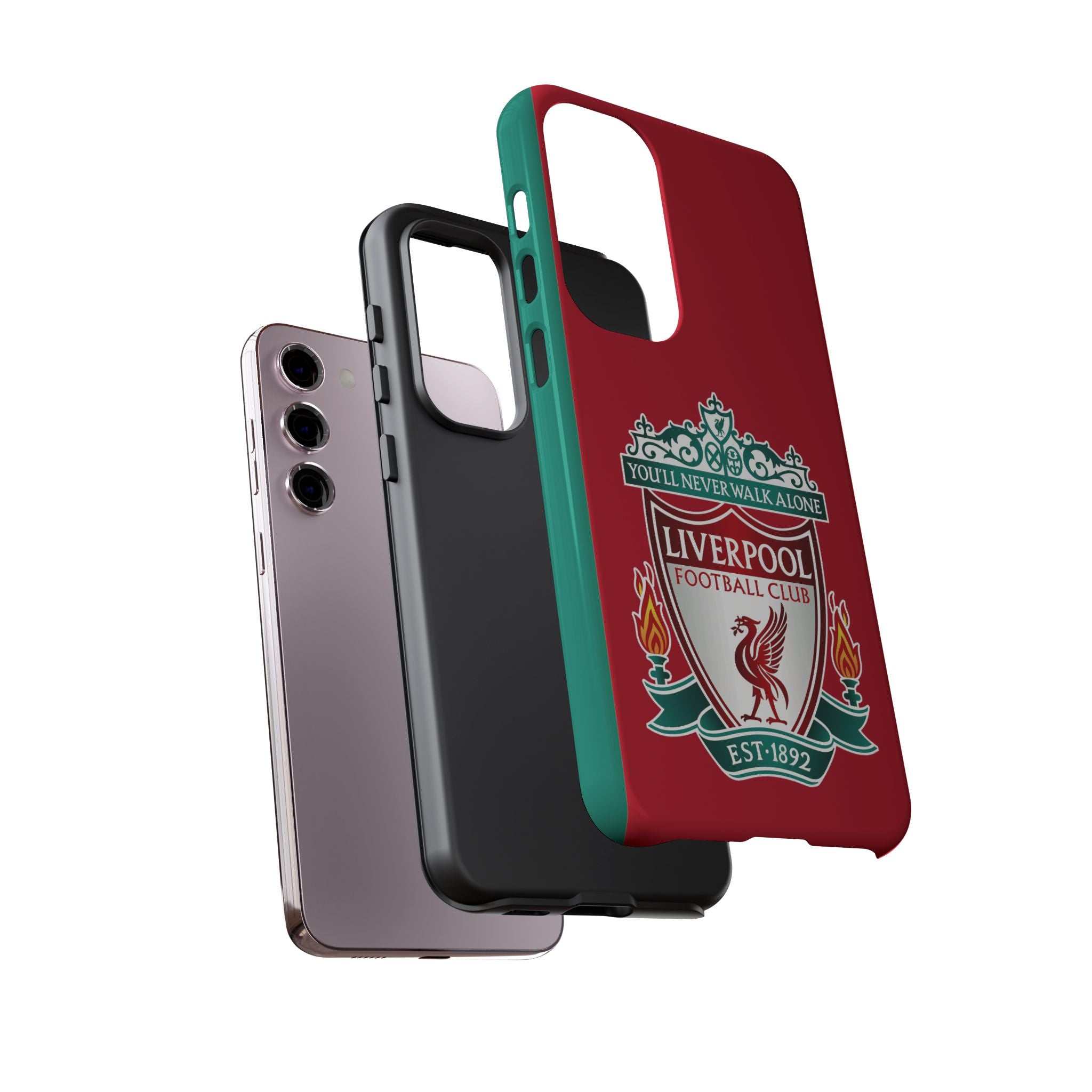 Liverpool FC Magnetic shockproof Samsung Galaxy case with dual-layer protection and wireless charging compatibility