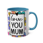 Love You Mum Floral Mug with floral hearts design, glossy finish, microwave safe ceramic gift mug