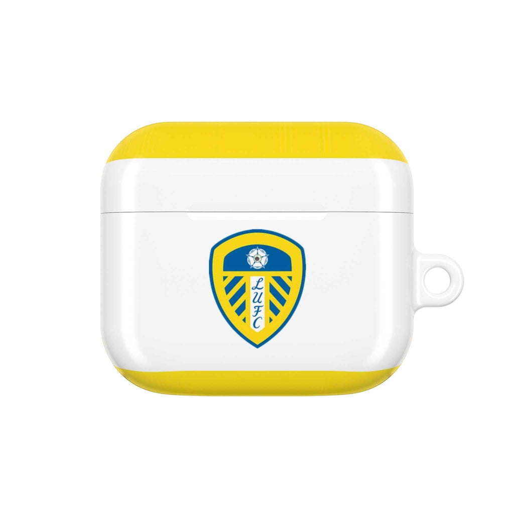 Leeds Utd FC AirPods protective case with yellow accents and club crest, compatible with AirPods and AirPods Pro