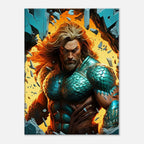 Aquaman wall canvas featuring vibrant artwork of the ocean hero, with bold colors and dynamic energy.