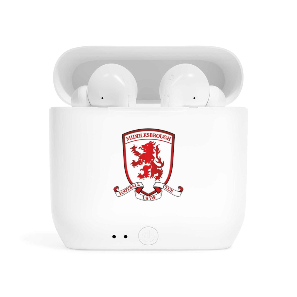 Middlesborough Fc Wireless Earbuds with charging case featuring club crest design