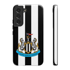 Newcastle United Samsung phone case with black and white club colors and magnetic wireless charging support