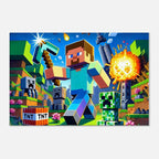 Vibrant Minecraft wall canvas with iconic characters and blocks, perfect for fans, available in multiple sizes and profiles.