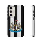 Newcastle United Samsung phone case with black and white design, magnetic features, and dual-layer protection