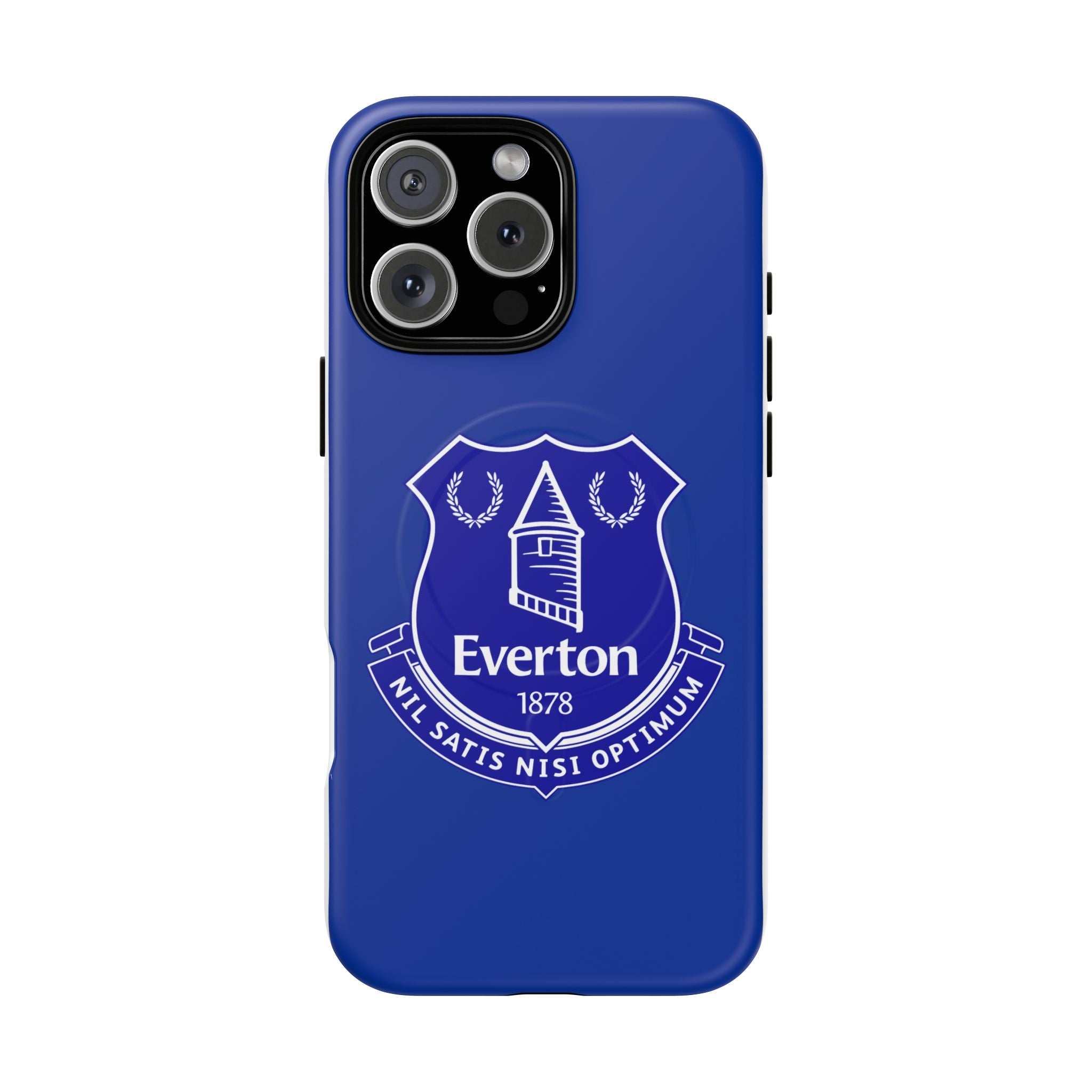 Everton FC MagSafe iPhone case in royal blue with club crest and dual-layer protection