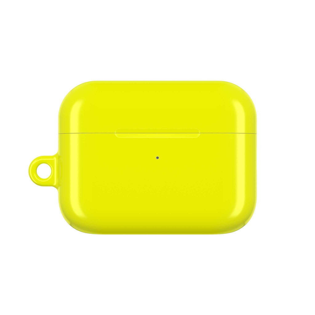 Bright yellow hard shell protective case for AirPods and AirPods Pro with glossy finish and slim design