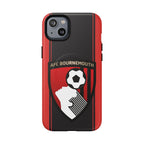 AFC Bournemouth MagSafe iPhone case with red and black design, club crest, dual-layer protection, and MagSafe compatibility.