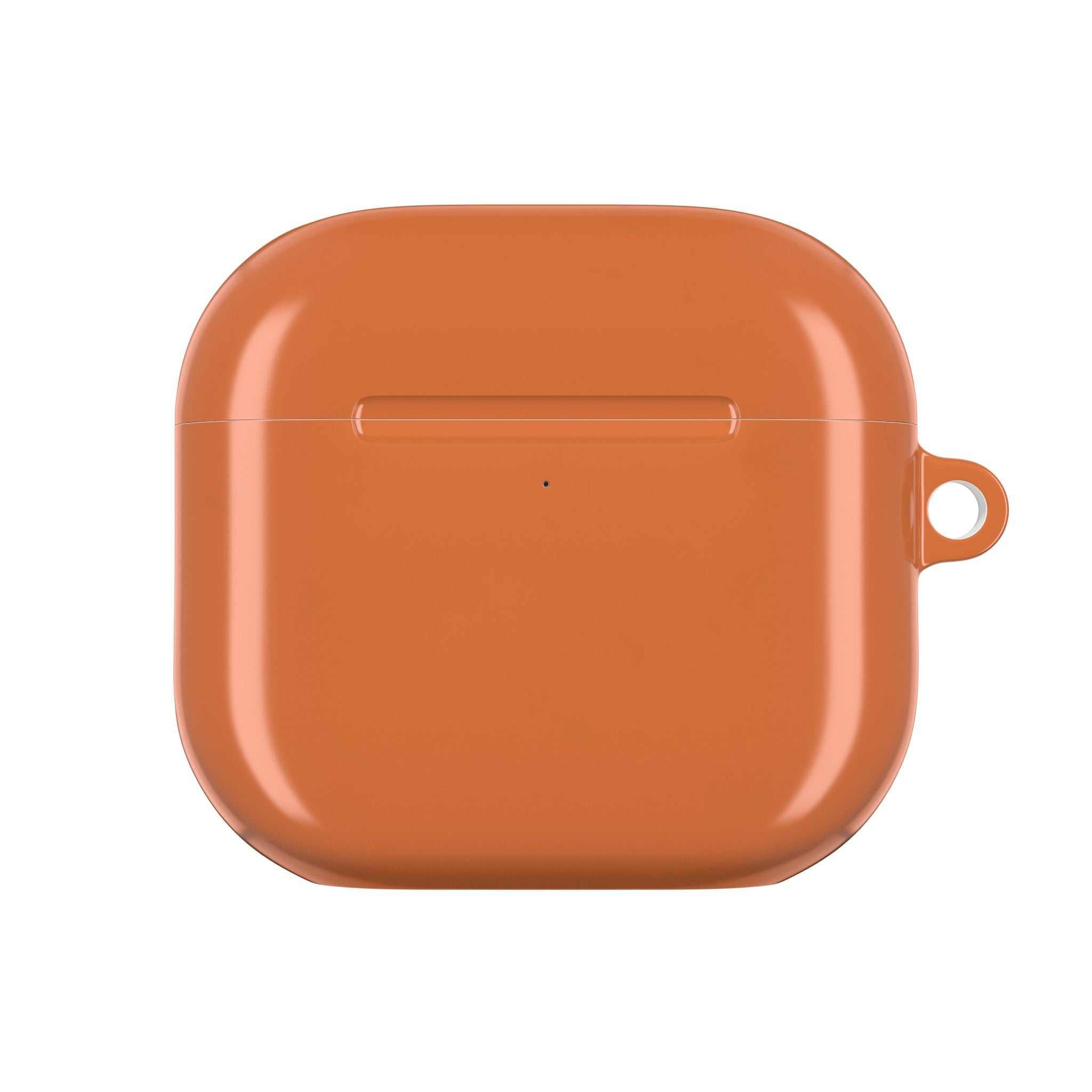 Bold orange hard shell protective case for AirPods and AirPods Pro with a glossy finish and slim design