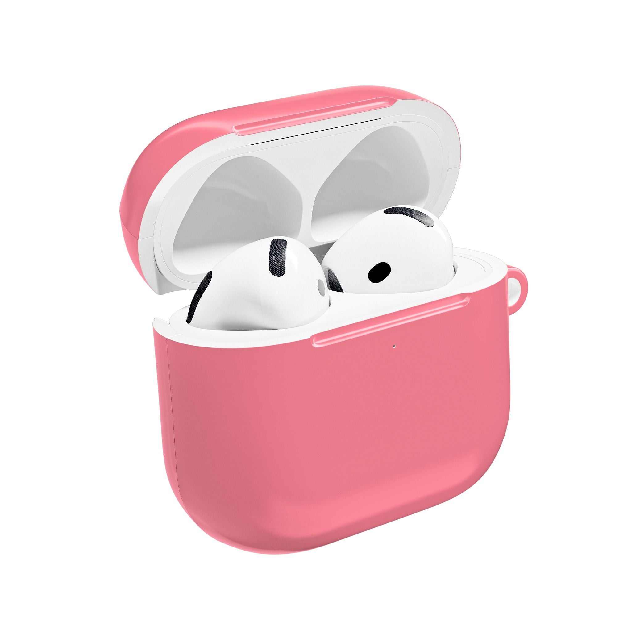 Light coral protective hard shell case for AirPods and AirPods Pro with glossy finish and wireless charging compatibility
