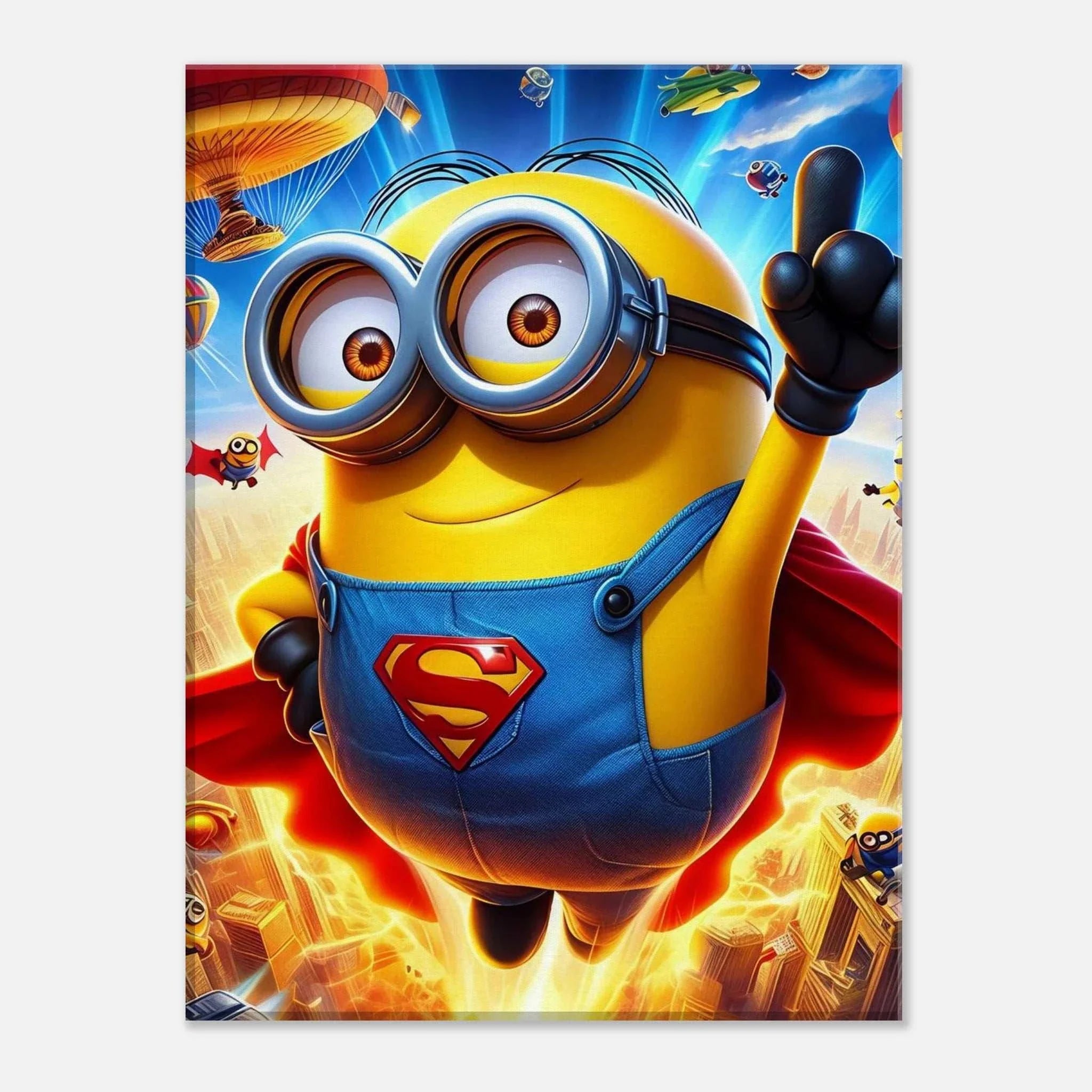 Minions wall canvas in vibrant colors featuring playful characters, perfect for kids' rooms.