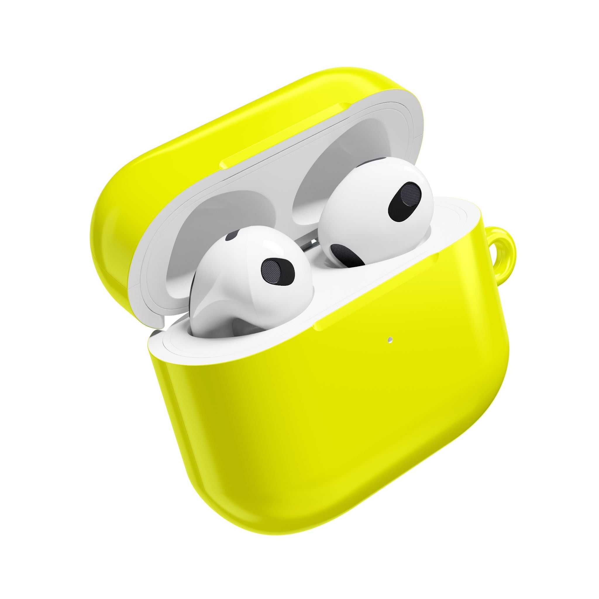 Yellow AirPods Pro protective hard shell case with glossy finish and wireless charging compatibility