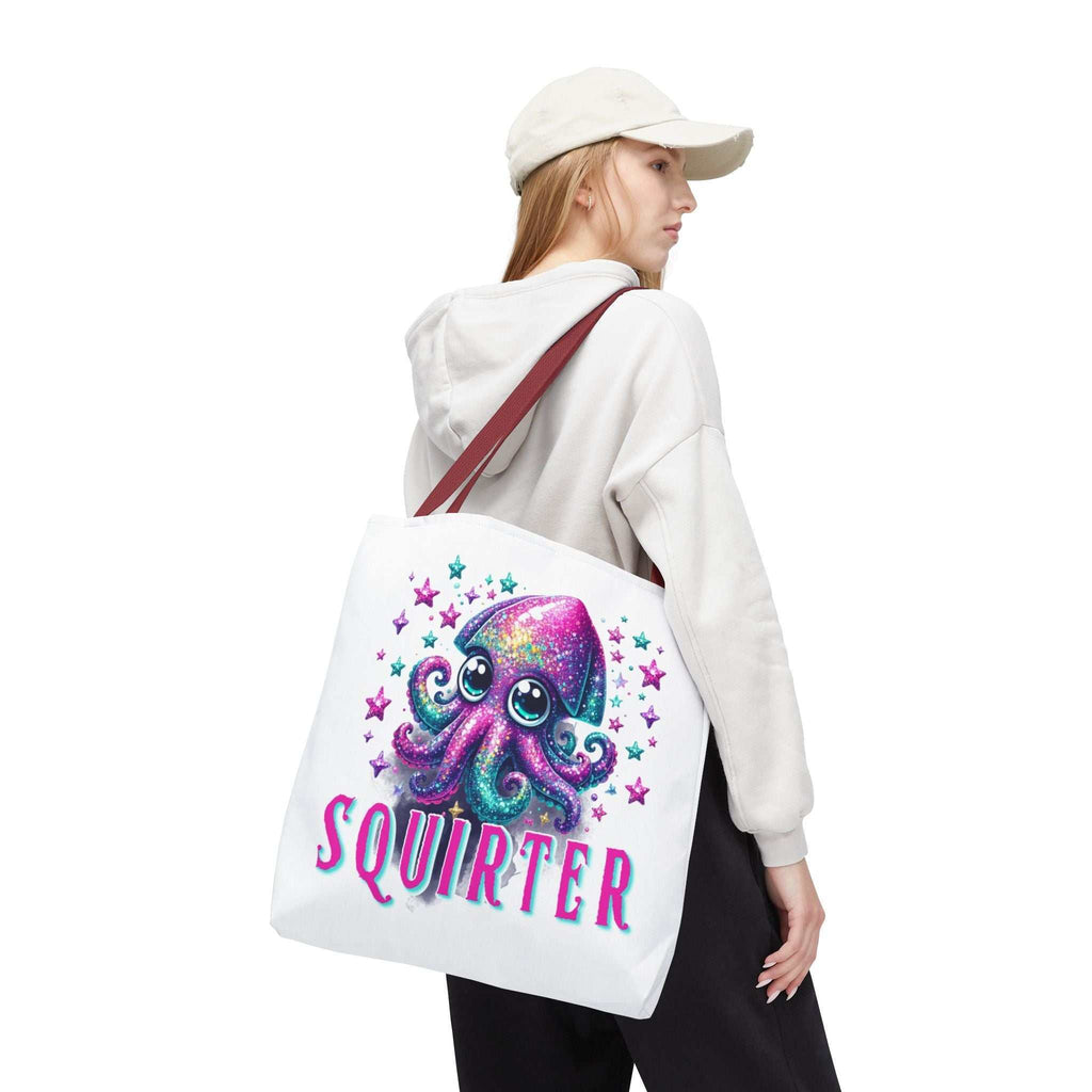 Squirter Squid Tote Bag with cheeky design and durable spun polyester fabric