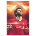 Mo Salah framed poster in pine wood frame with vibrant semi-glossy print and shatterproof plexiglass protection