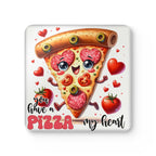 Pizza My Heart Coaster Set with fun pizza design and love-themed elements.