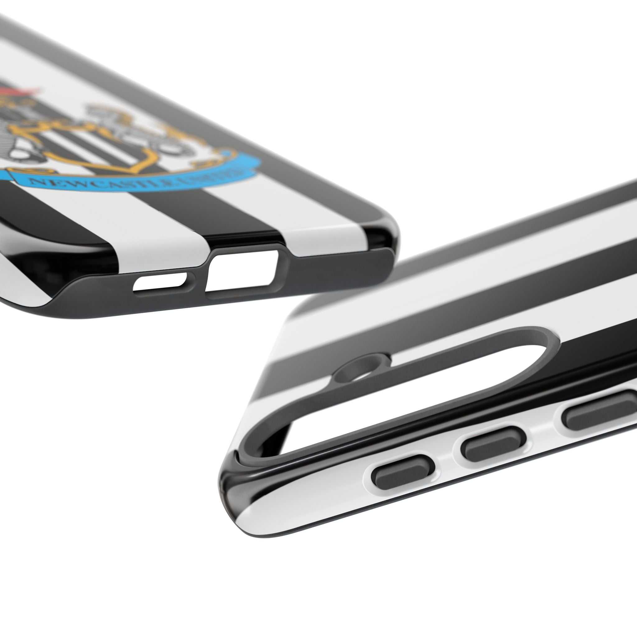 Newcastle United black and white Samsung phone case with magnetic feature and dual-layer protection
