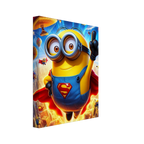 Minions wall canvas featuring playful character in superhero costume, vibrant print, perfect for brightening kids' rooms.